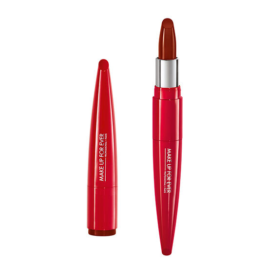 أحمر الشفاه روج آرتست شاين أون make up for ever lipstick rouge artist shine on   روج احمر مخملي روج ارتست